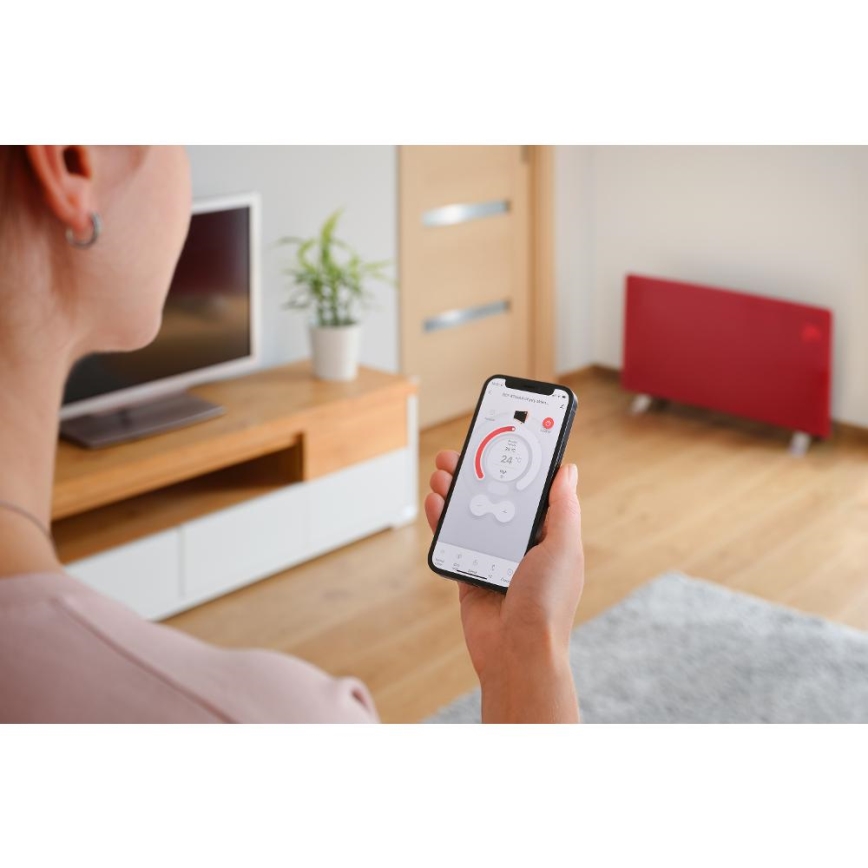 Sencor - Smart Electric Convector/Direct Heater 1200/2400W/230V IP24 Wi-Fi Red