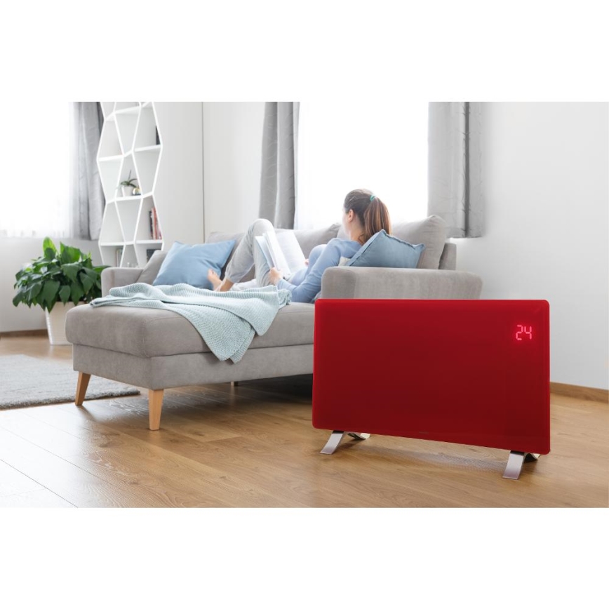 Sencor - Smart Electric Convector/Direct Heater 1200/2400W/230V IP24 Wi-Fi Red