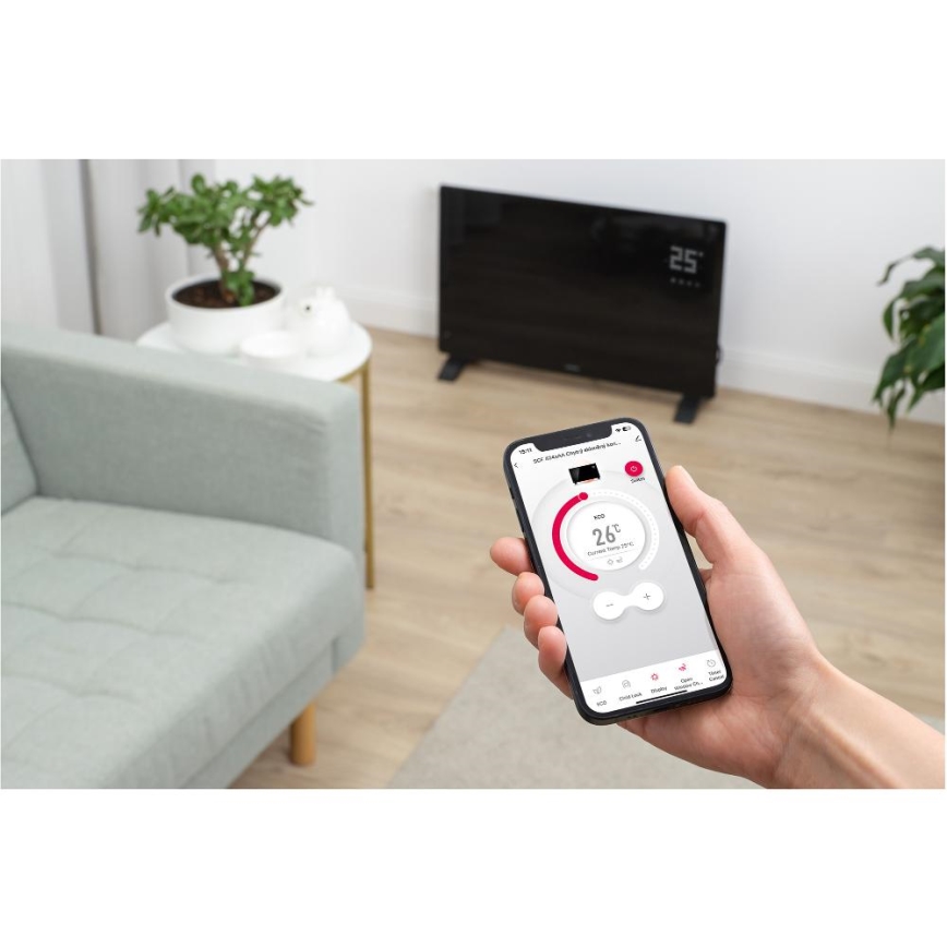 Sencor - Smart 2000 W Electric Convector/Space Heater 230 V IP24 Wi-Fi, Black + Remote Control