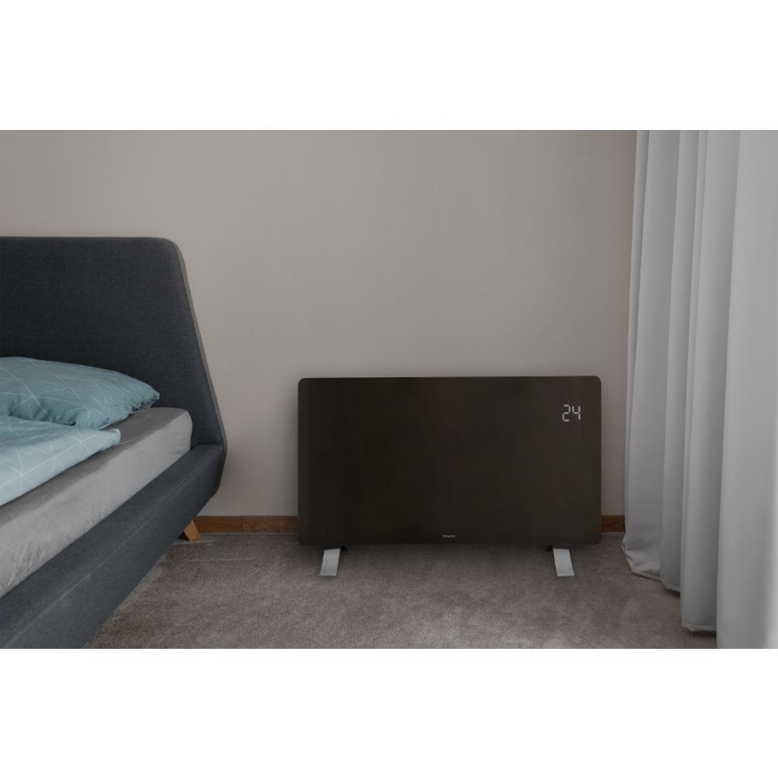 Sencor - Smart electric heater/convector 1200/2400W/230V IP24 Wi-Fi black