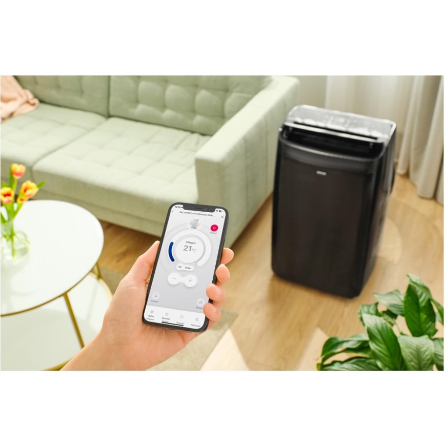 Sencor - Smart mobile air conditioner 4in1 including complete accessories 900W/230V 9000 BTU Wi-Fi black + remote control