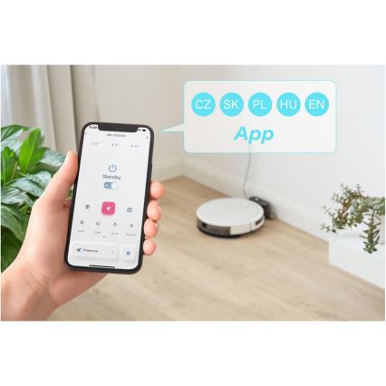 Sencor - Smart robotic vacuum cleaner with a mop 2in1 28W/2600 mAh Wi-Fi white + remote control