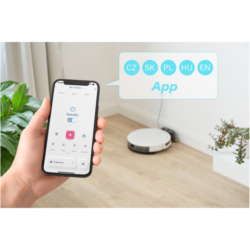 Sencor - Smart robotic vacuum cleaner with a mop 2in1 28W/2600 mAh Wi-Fi white + remote control