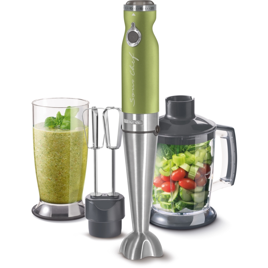 Sencor - Stick blender 4in1 1200W/230V stainless steel/green
