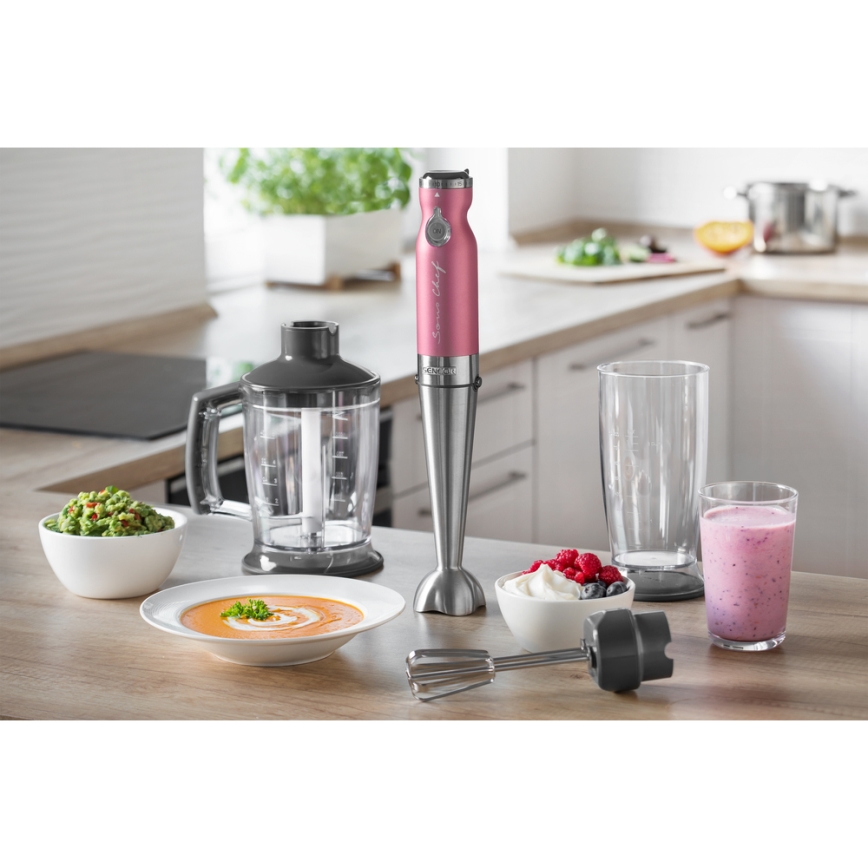 Sencor - Stick blender 4in1 1200W/230V stainless steel/pink