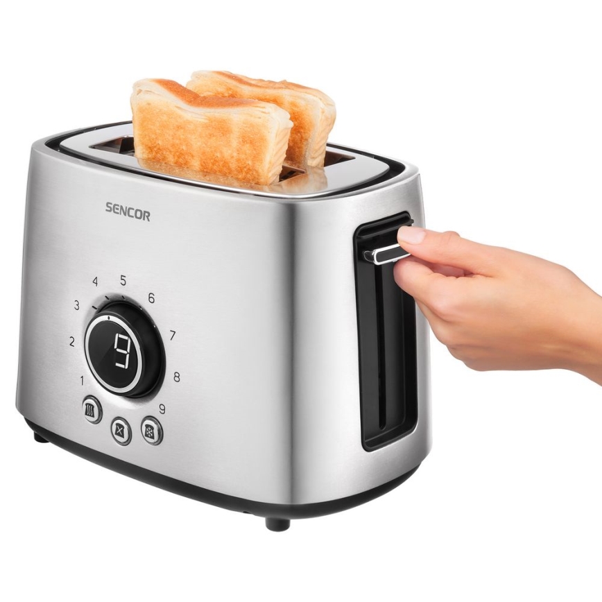 Sencor - Toaster with two holes and warming up 1000W/230V silver