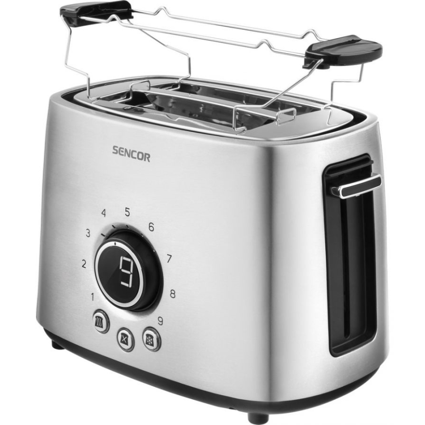 Sencor - Toaster with two holes and warming up 1000W/230V silver