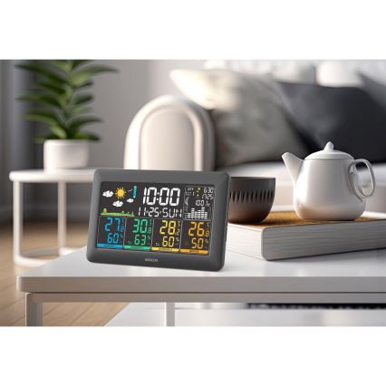 Sencor - Weather station with color LCD display + 3 sensors 3xAA + 6xAA black