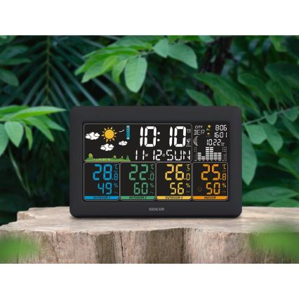 Sencor - Weather station with color LCD display + 3 sensors 3xAA + 6xAA black