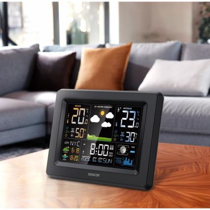 Sencor - Weather Station with Color LCD Display 3xAA + 2xAA Black