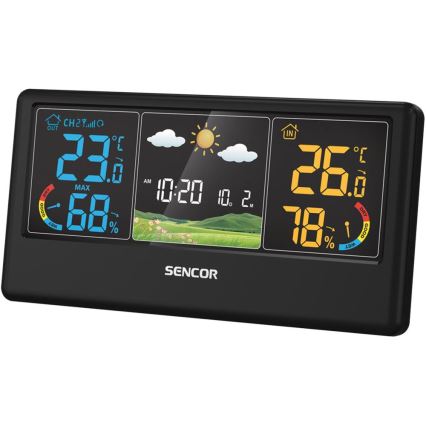 Sencor - Weather Station with Color LCD Display, 3xAAA + 2xAA, Black