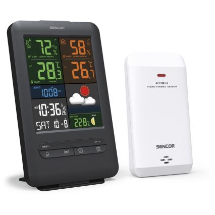 Sencor - Weather station with color LCD display 5V/1xCR2032 + 2xAA