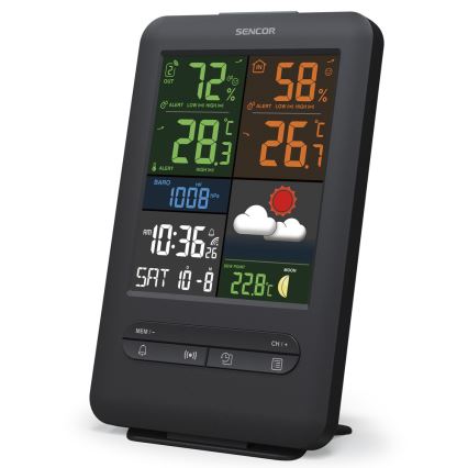 Sencor - Weather station with color LCD display 5V/1xCR2032 + 2xAA