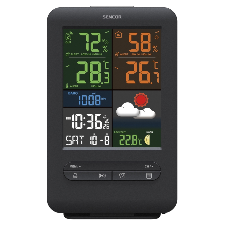 Sencor - Weather station with color LCD display 5V/1xCR2032 + 2xAA