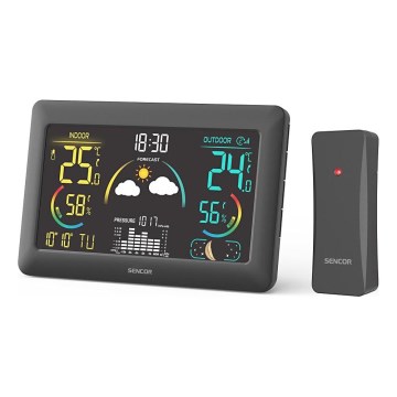Sencor - Weather station with color LCD display and alarm clock 3xAA