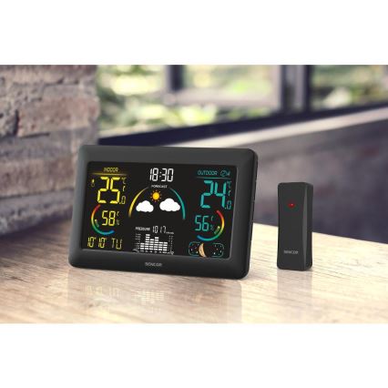 Sencor - Weather station with color LCD display and alarm clock 5V 3xAA + 2xAA