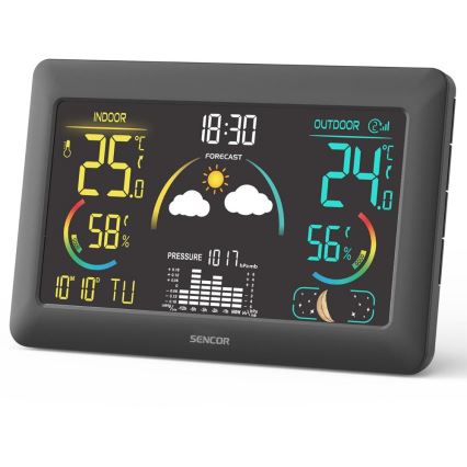 Sencor - Weather station with color LCD display and alarm clock 5V 3xAA + 2xAA