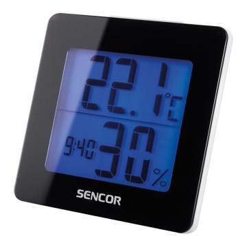 Sencor - Weather station with LCD display and alarm clock 1xAA black
