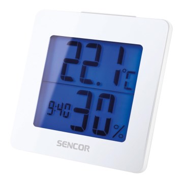 Sencor - Weather station with LCD display and alarm clock 1xAA white