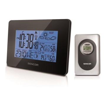 Sencor - Weather station with LCD display and alarm clock 3xAA black