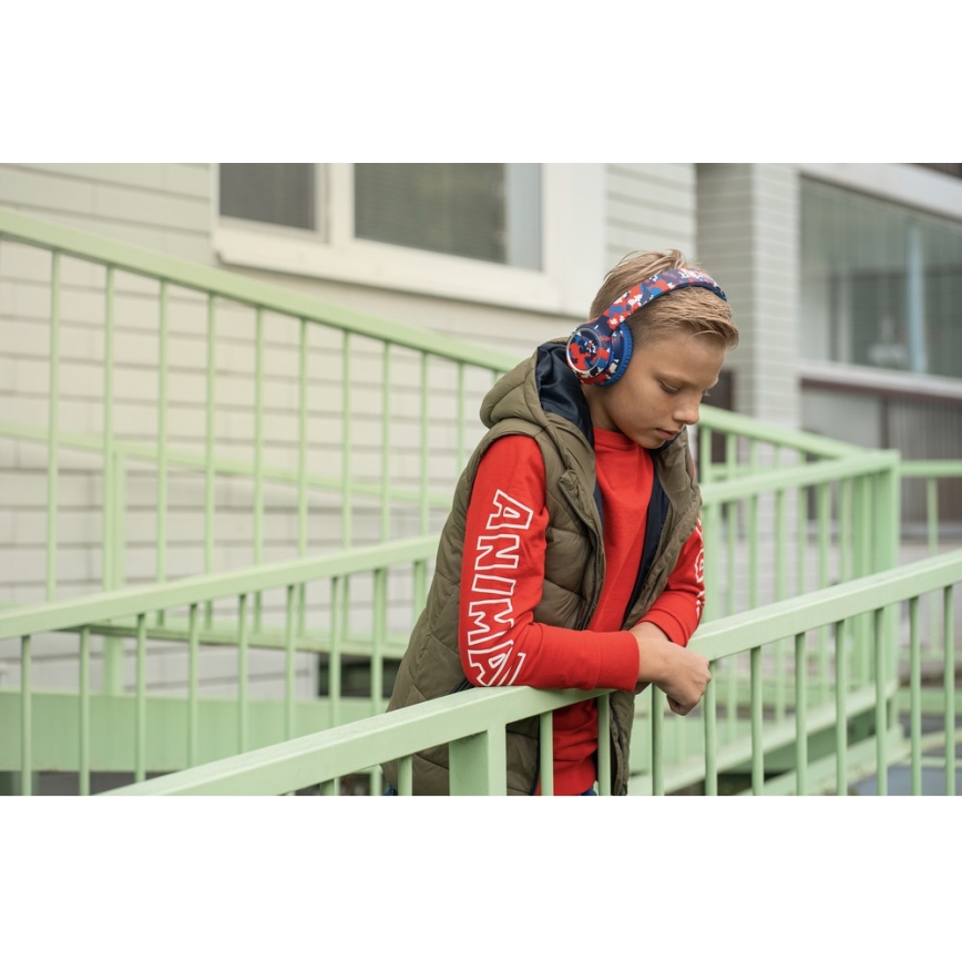 Sencor - Wireless headphones with a microphone 3,7V/400 mAh blue/red