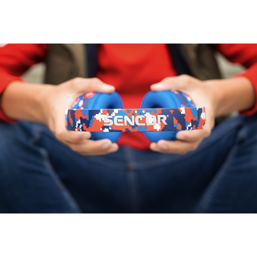 Sencor - Wireless headphones with a microphone 3,7V/400 mAh blue/red