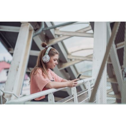 Sencor - Wireless headphones with a microphone 3,7V/400 mAh green/white