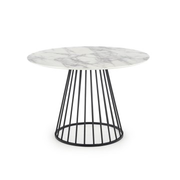 SEREIN Dining Table — White Marble Effect / Black