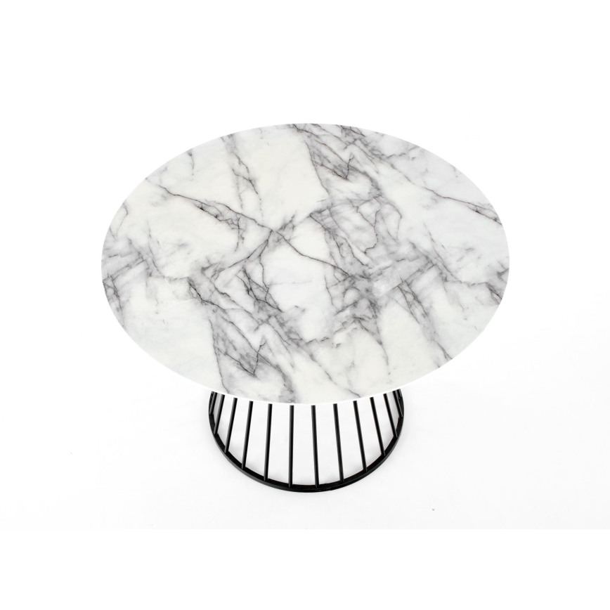 SEREIN Dining Table — White Marble Effect / Black