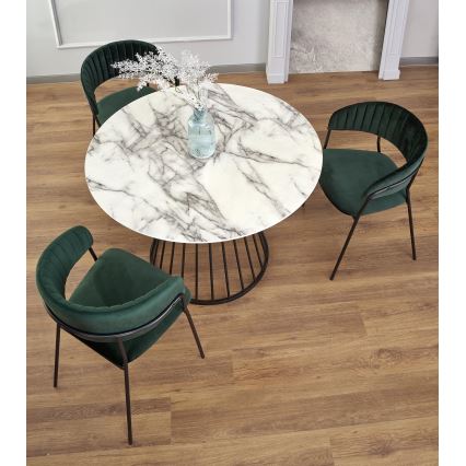 SEREIN Dining Table — White Marble Effect / Black