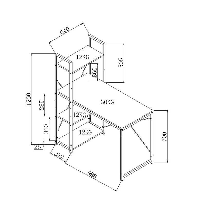 SERENOR Writing Desk, Black / Sonoma Oak