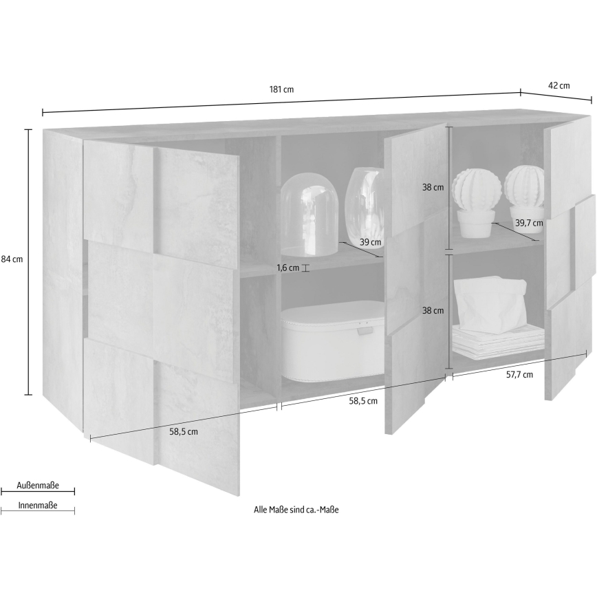 SERIAN chest of drawers – concrete grey