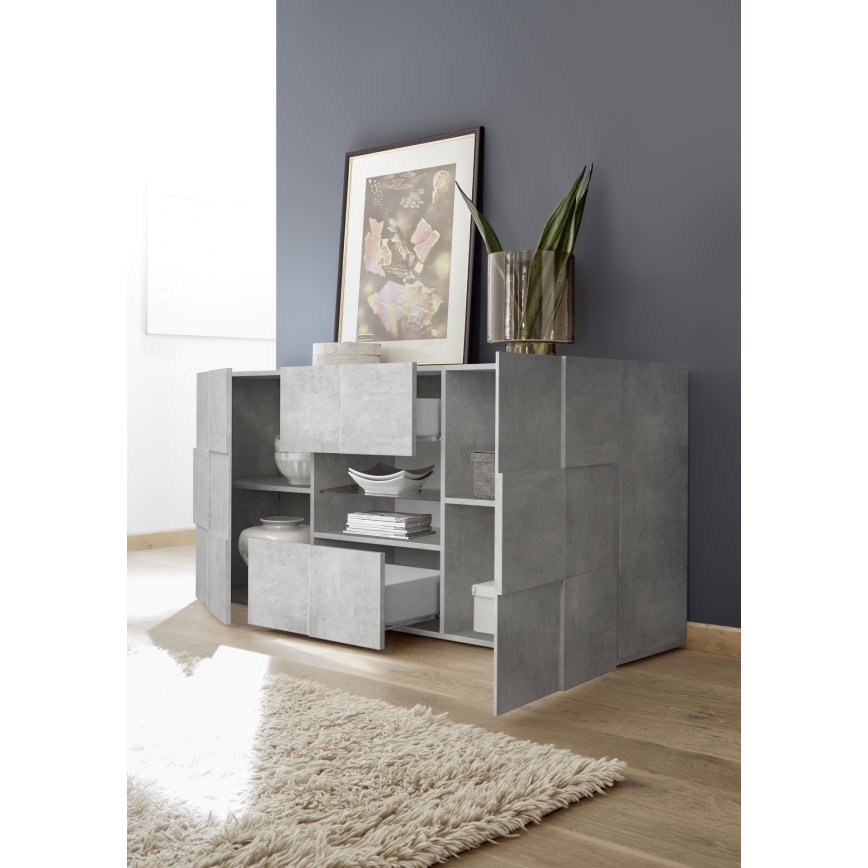 SERIAN Chest of Drawers, Concrete Grey