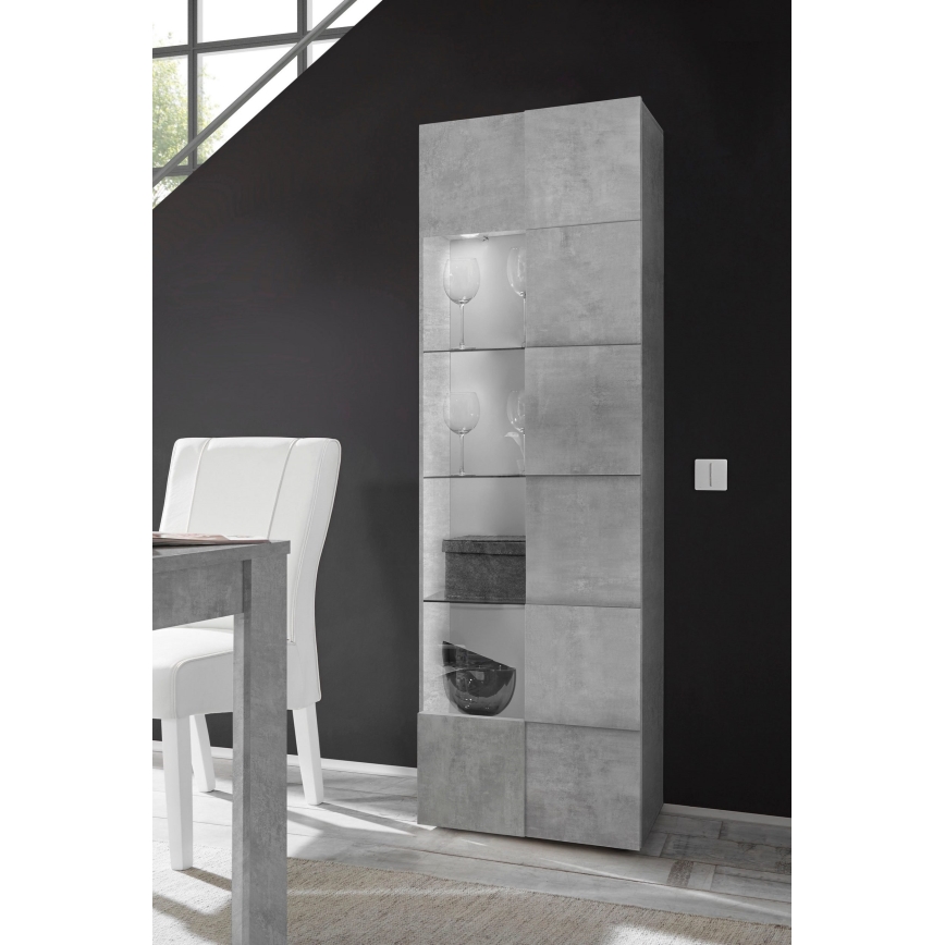 SERIAN concrete grey chest of drawers