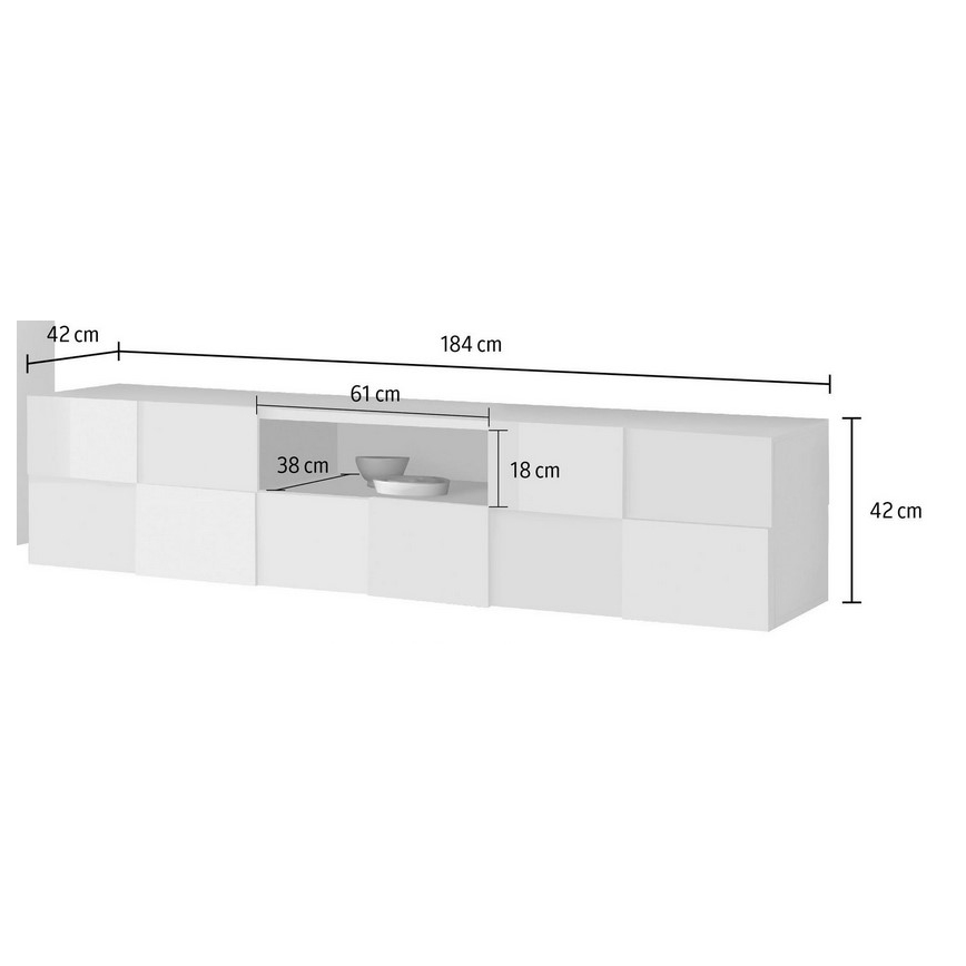 SERIAN TV Stand 184 x 42 x 42 cm, White