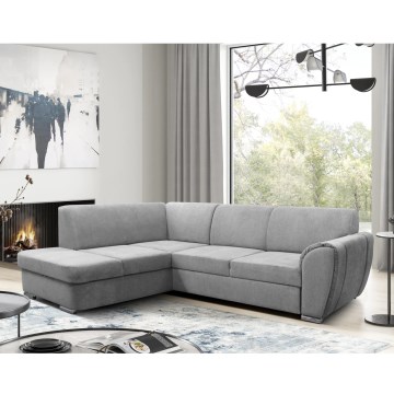 SERPA L-shaped left-hand corner sofa bed with storage, gray