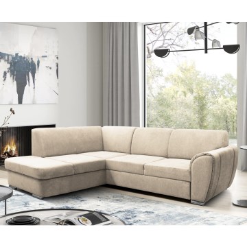 SERPA left-facing L-shaped corner sofa bed with storage, beige
