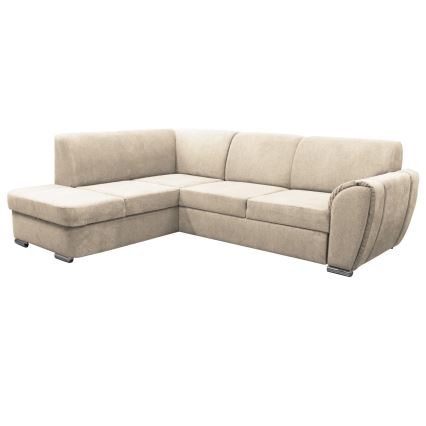 SERPA Left-facing L-shaped sofa bed with storage, beige