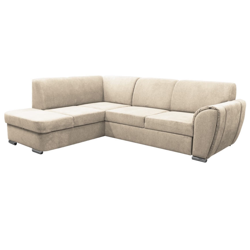 SERPA Left-facing L-shaped sofa bed with storage, beige