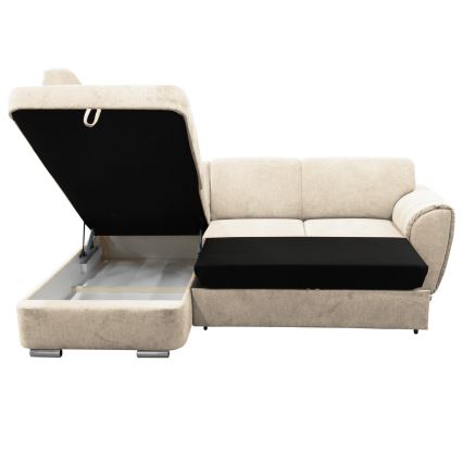 SERPA Left-facing L-shaped sofa bed with storage, beige