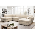 SERPA left-facing U-shaped corner sofa bed with storage — beige