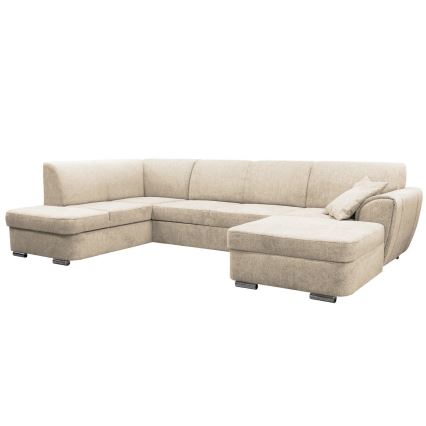 SERPA left-facing U-shaped corner sofa bed with storage — beige
