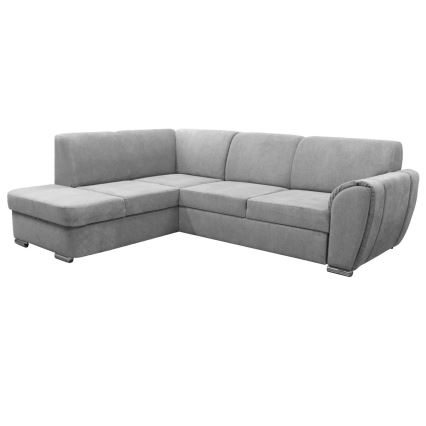 SERPA left-hand L-shaped corner sofa bed with storage, grey