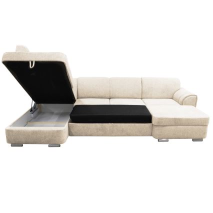 SERPA left U-shaped corner sofa bed with storage, beige