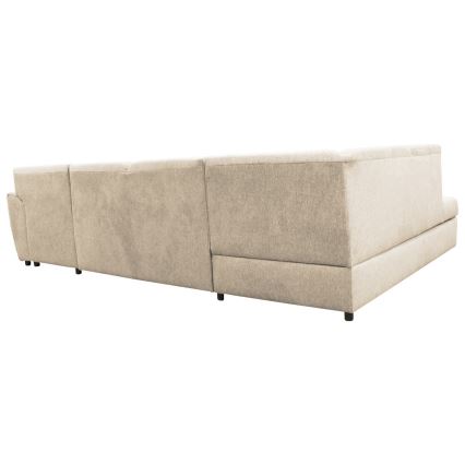 SERPA left U-shaped corner sofa bed with storage, beige