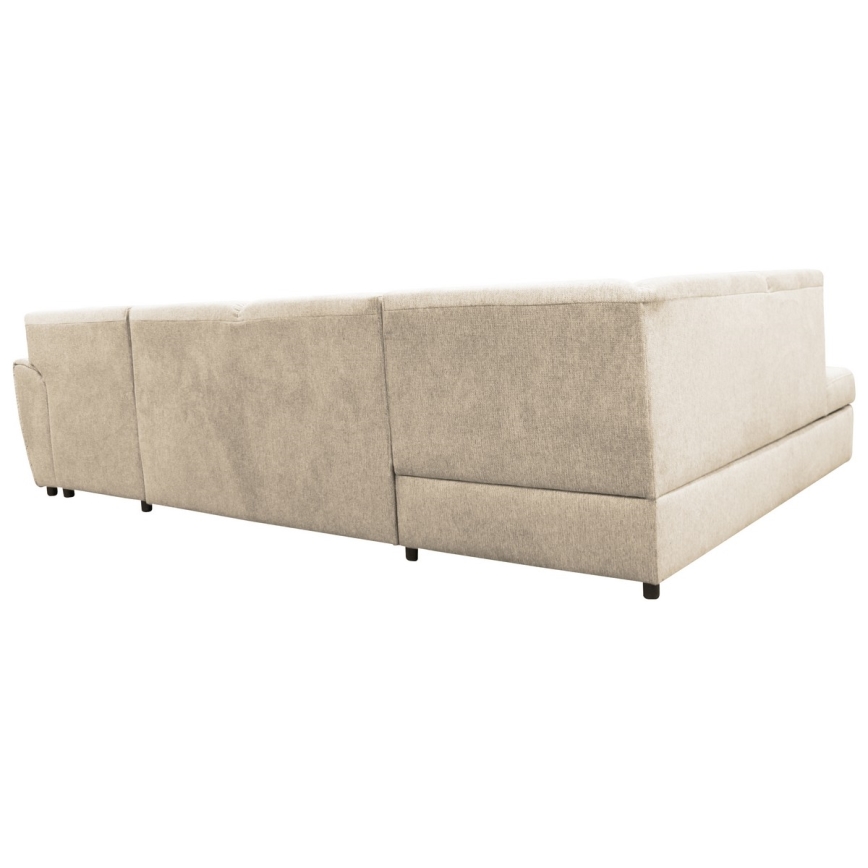 SERPA left U-shaped corner sofa bed with storage, beige