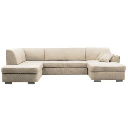 SERPA left U-shaped corner sofa bed with storage, beige