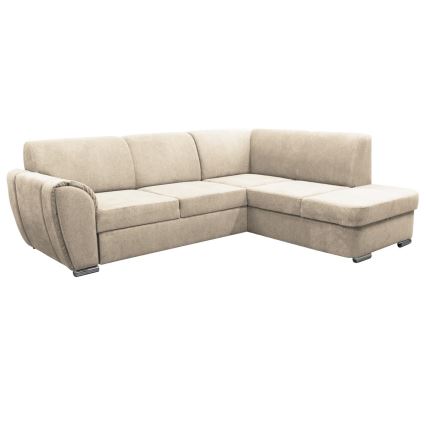 SERPA Right-Facing L-Shaped Corner Sofa Bed with Storage, Beige