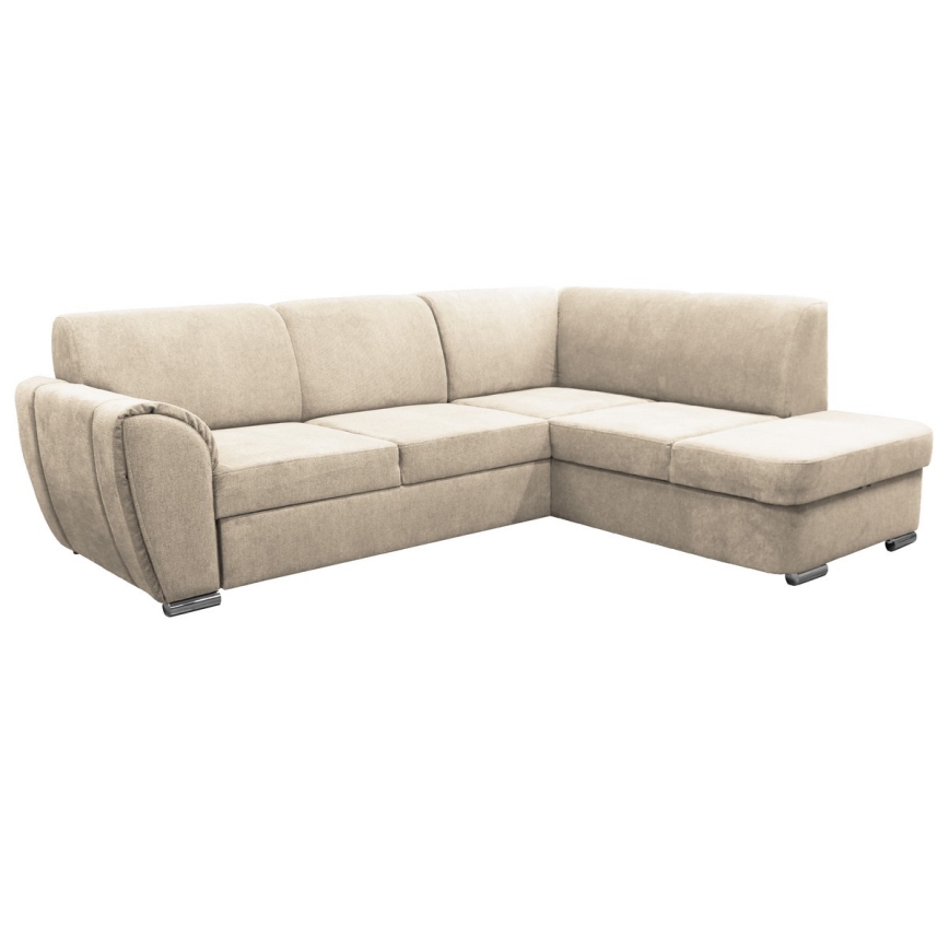 SERPA Right-Facing L-Shaped Corner Sofa Bed with Storage, Beige