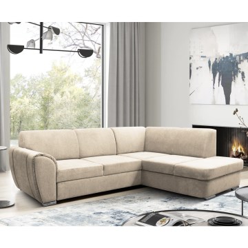 SERPA Right-Hand L-Shaped Corner Sofa Bed with Storage, Beige